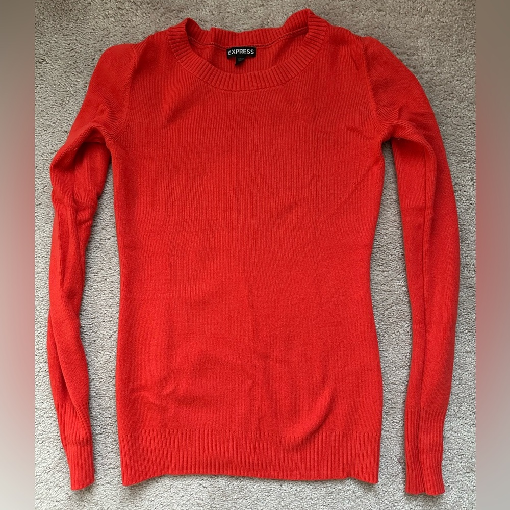 Express Women's Orange Crew Neck Sweater